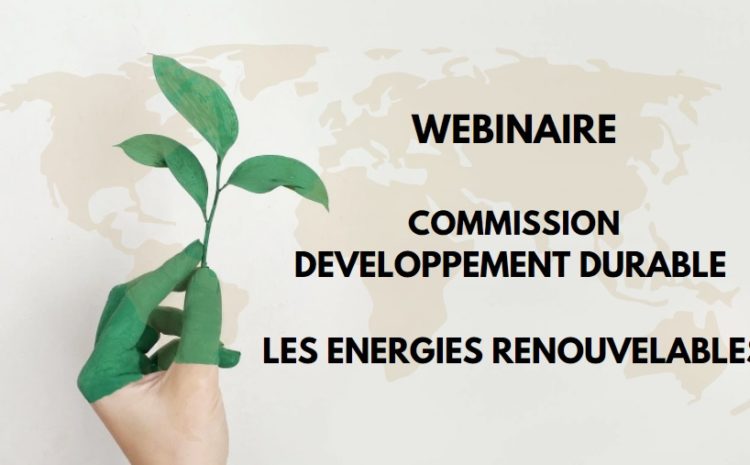 Les énergies renouvelables – 2 éme webinaire de la Commission Développement Durable et Environnement